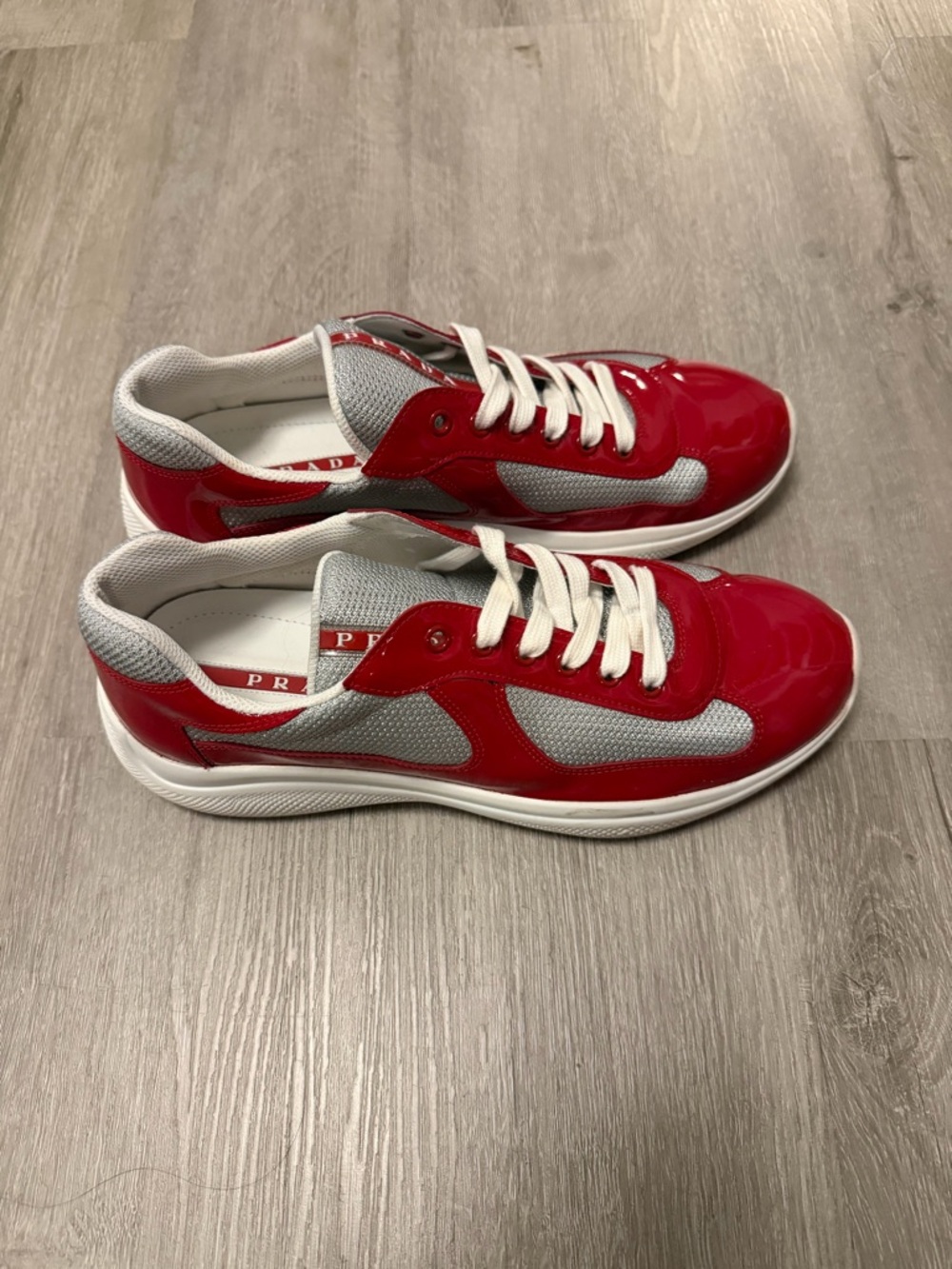 Prada Men’s Patent Leather and Technical Fabric America's Cup Sneakers Sz 7 - Picture 2 of 10